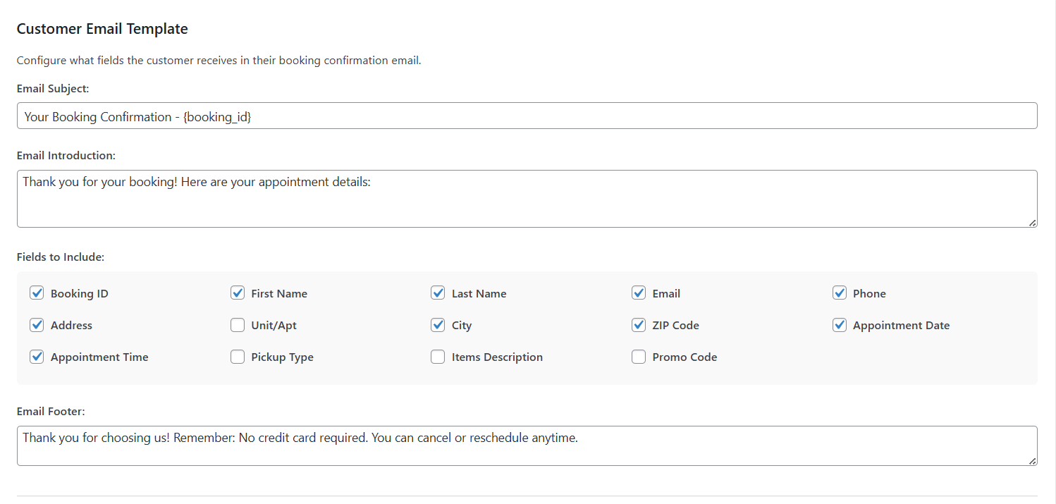 Customer Email Template